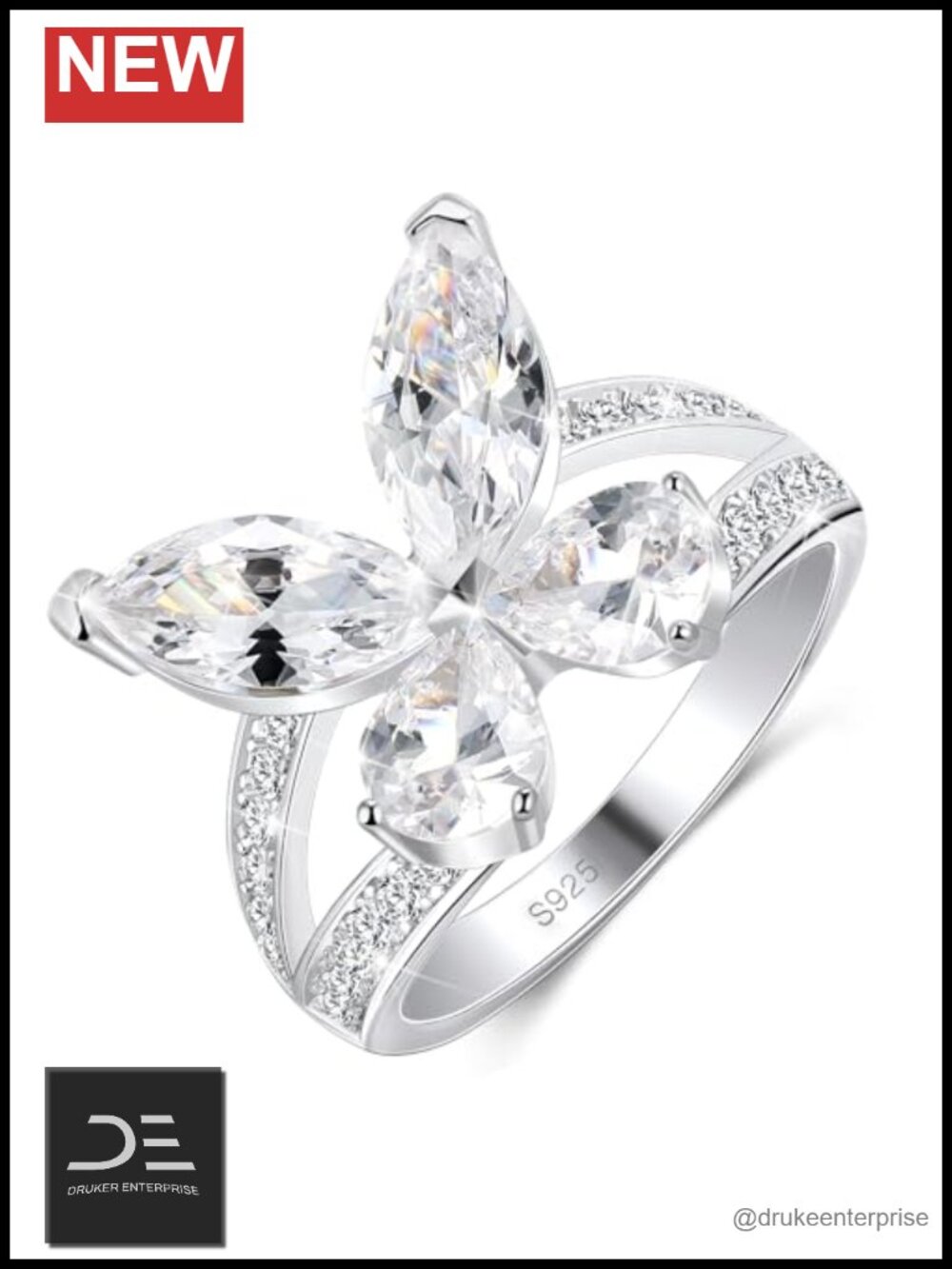 Sterling Silver Butterfly Ring for Women